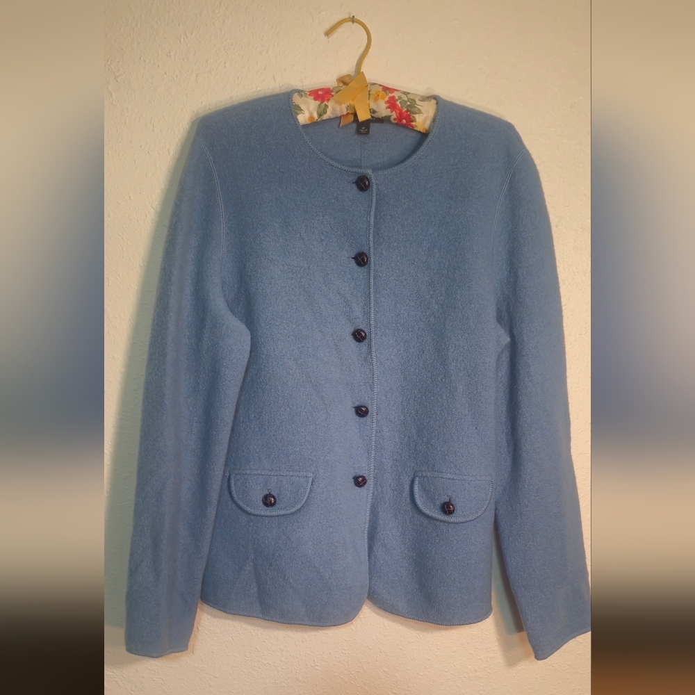 Lands' End Light Blue Wool Jacket